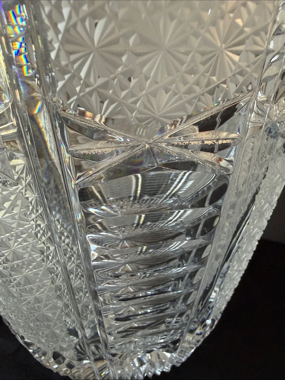 17” MASSIVE Tall Bohemian Cut Crystal Bough Vase!!!!!